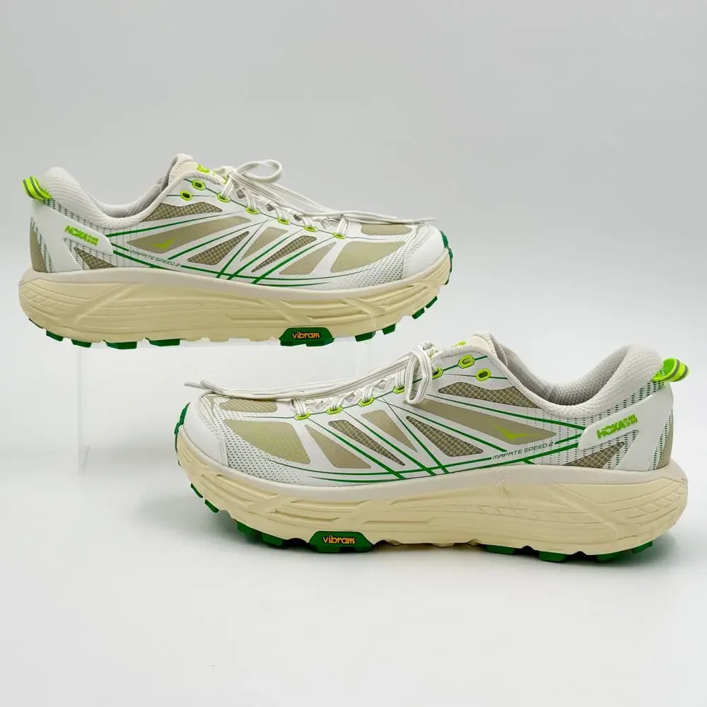 HOKA Mafate Speed 2 White Fresh Cut Grass Trail Running Shoes M13 W14 Vibram